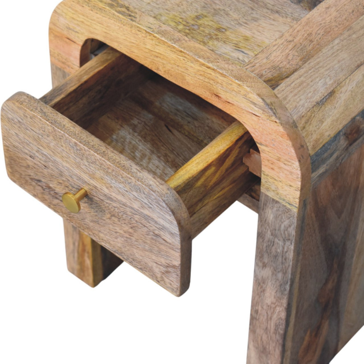 Mini Darcy Oak-ish Nightstand with Curved Edges Accent Piece