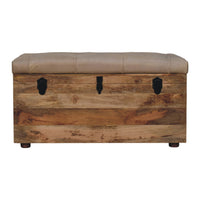 Beige Buffalo hide leather Storage Trunk Storage Bench