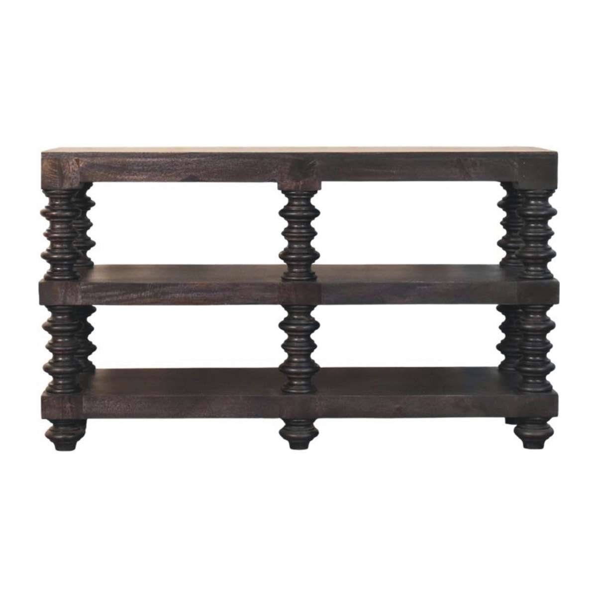 Spindle Shelf Console in Carbon Ash Chest of Drawers | Open Shelf