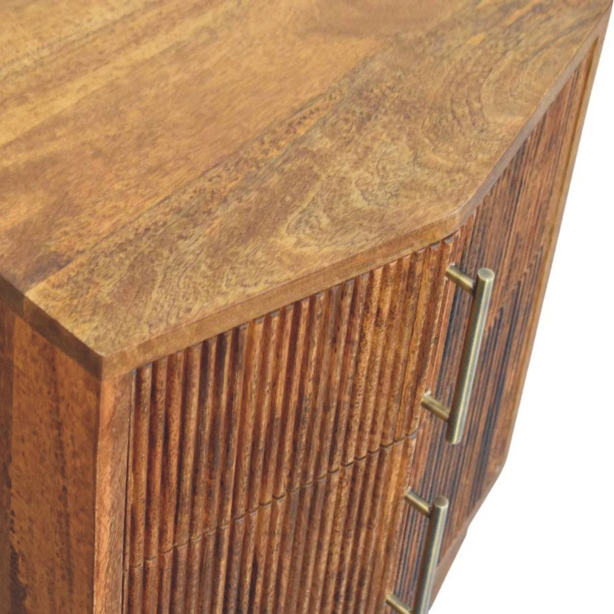 Louvre Bedside Unit Bedside Table | Oak Solid Mango Wood Fluted