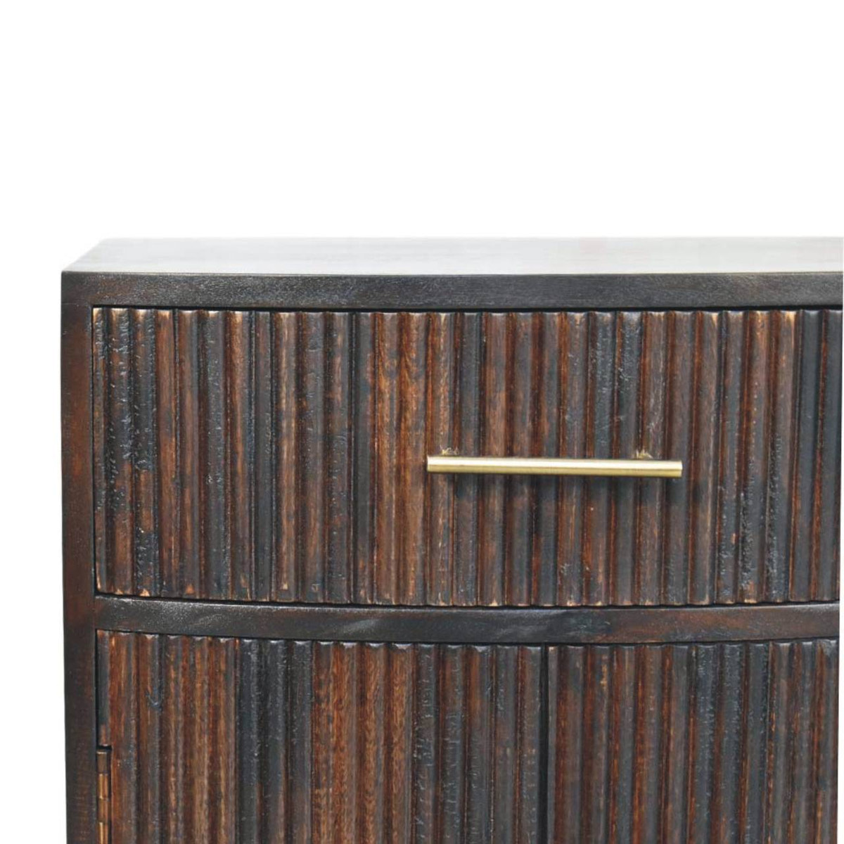 Milan Bedside Table | Brass Velvet Fluted