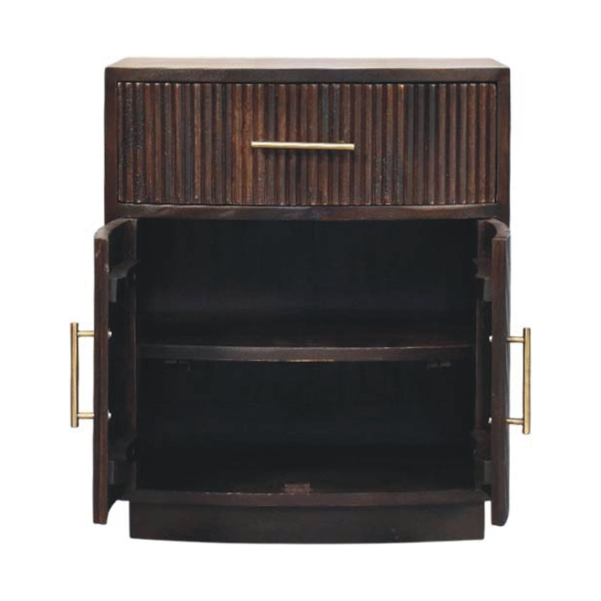Milan Bedside Table | Brass Velvet Fluted