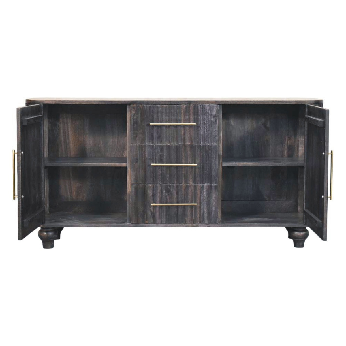 Savoy Sideboard Chest of Drawers | Brass Solid Mango Wood Fluted