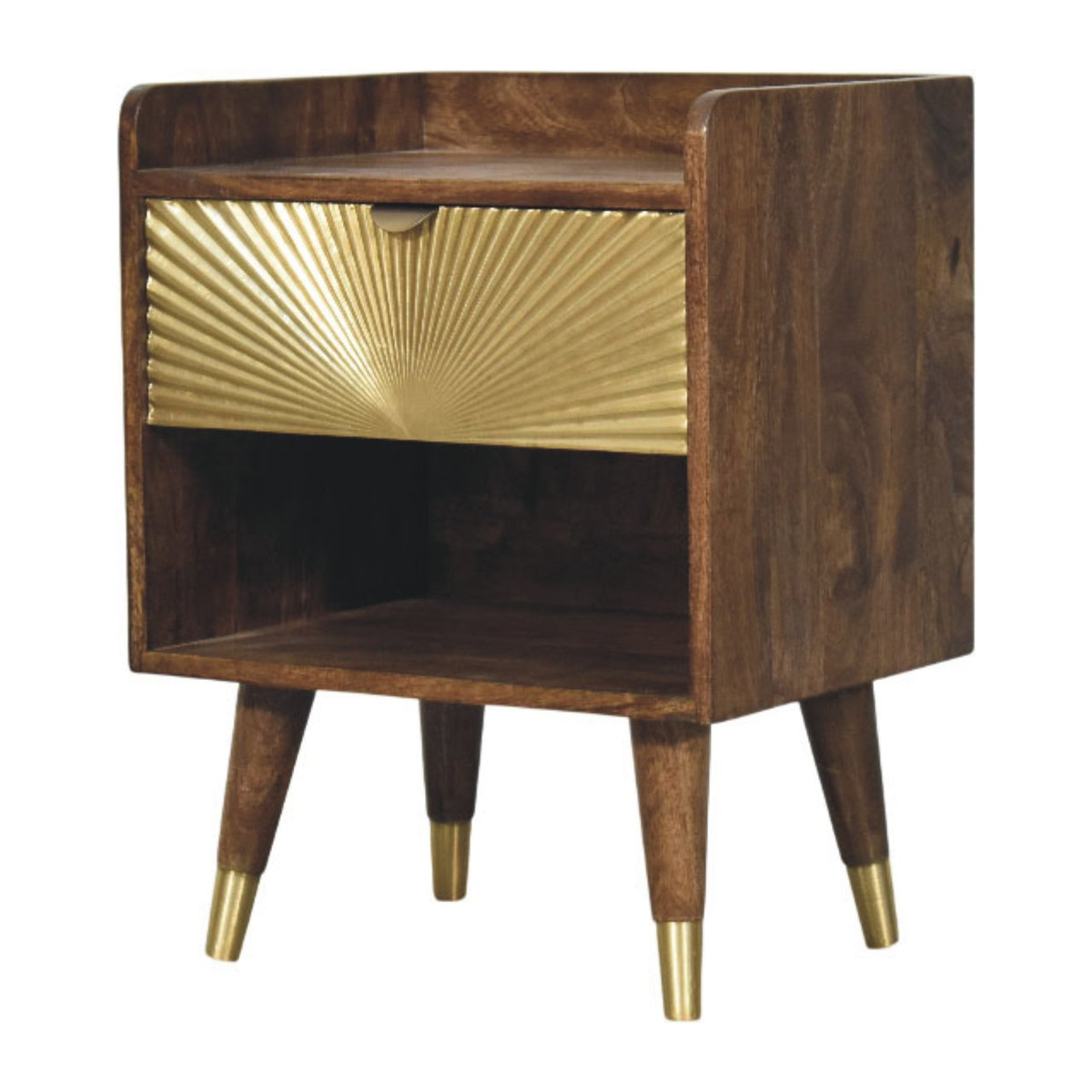 Sunburst Brass Inlay Bedside Table
