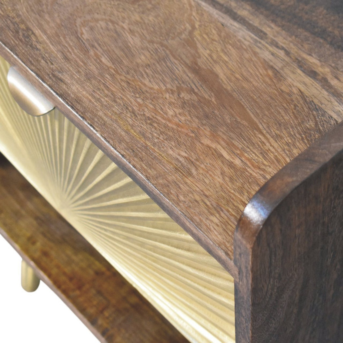 Sunburst Brass Inlay Bedside Table
