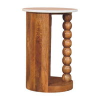 Marble-Top Spindle Side Table