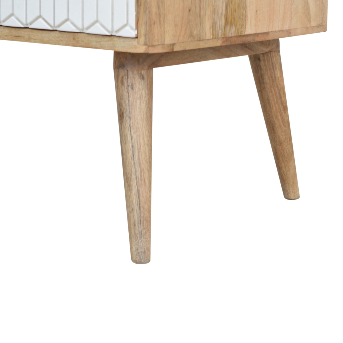 Sleek White Carved Coffee Table | Hand-Carved