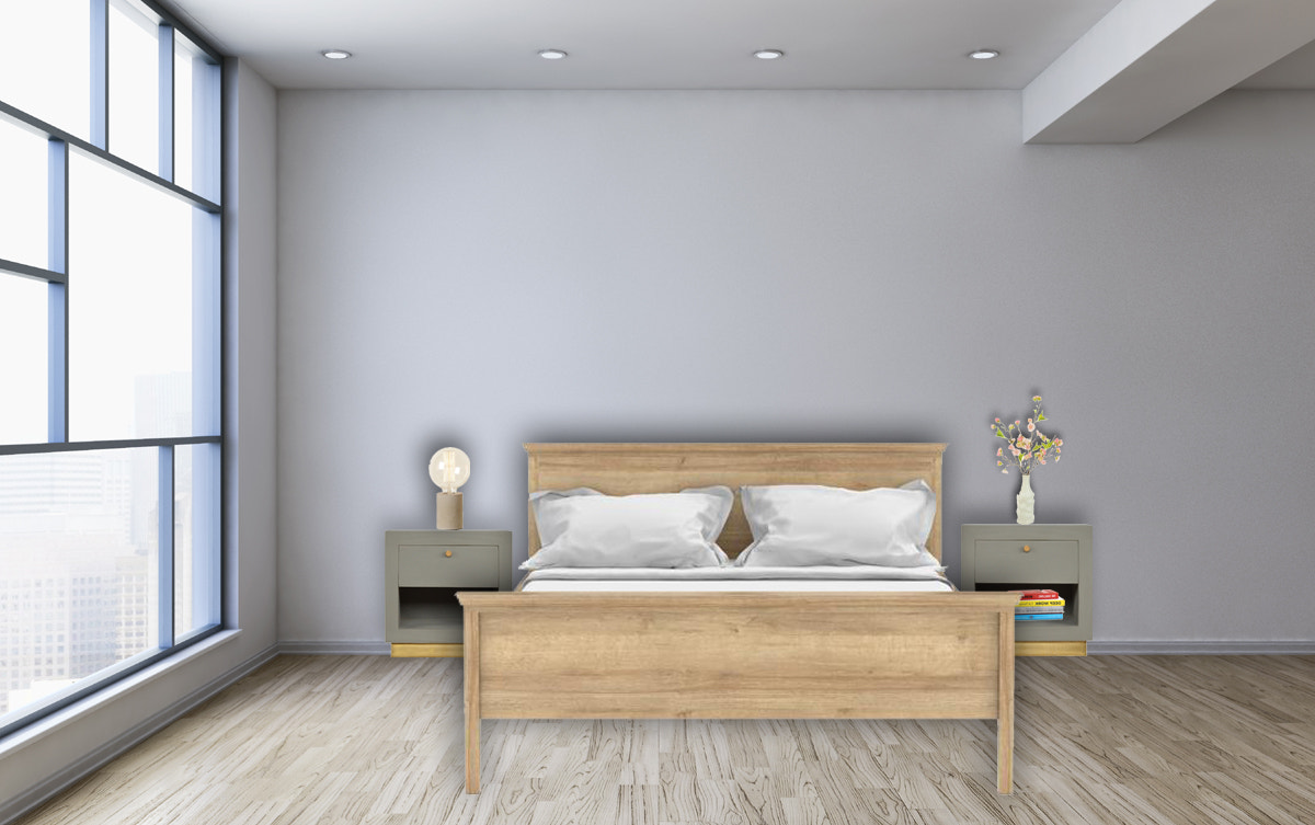 Cement Bedside with Open Slot Bedside Table