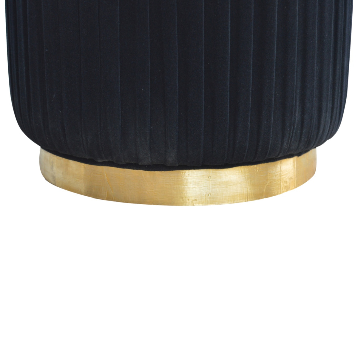 Black Velvet Pleated Footstool | Cotton Velvet
