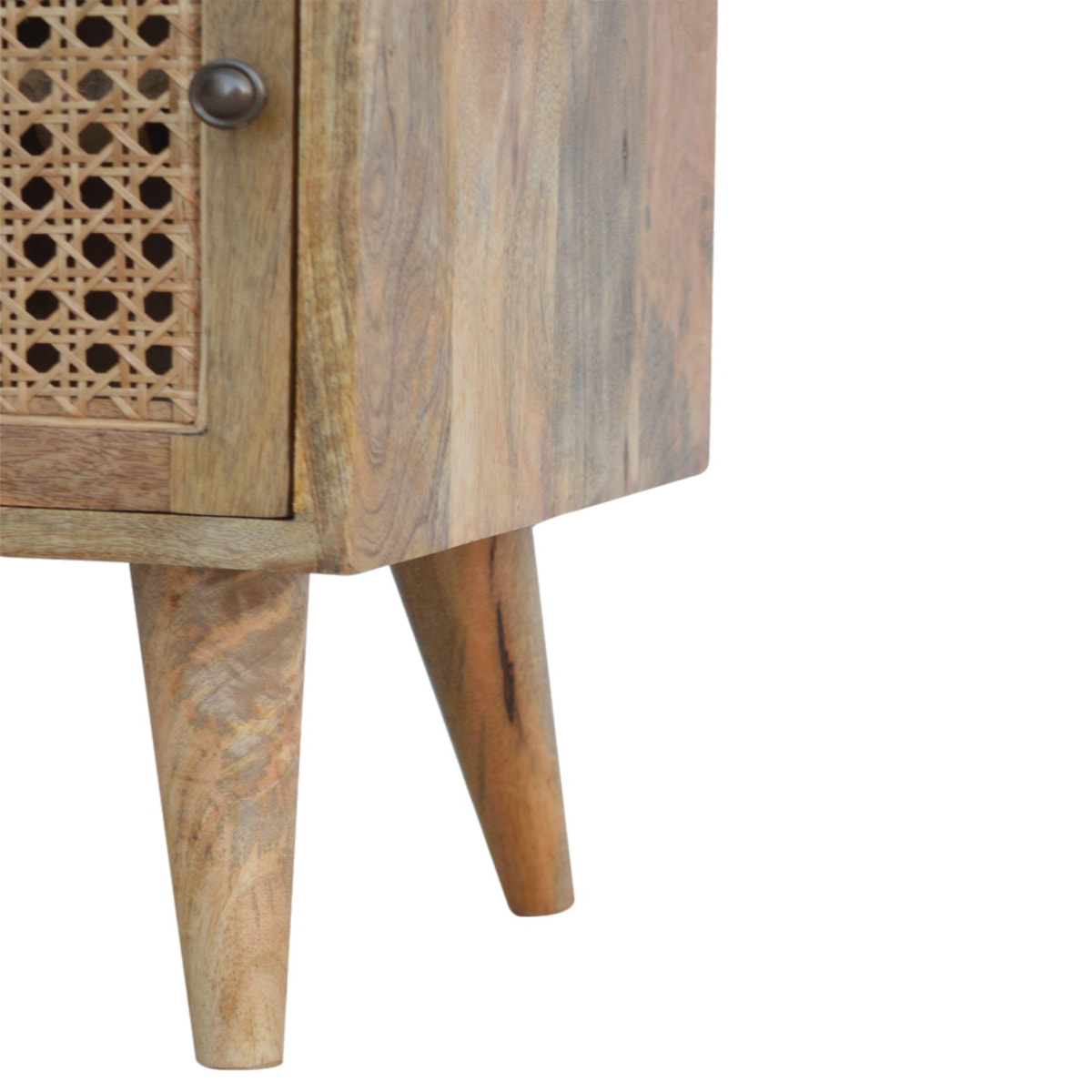 Ratten Door Front Bedside Table | Oak Mango Wood