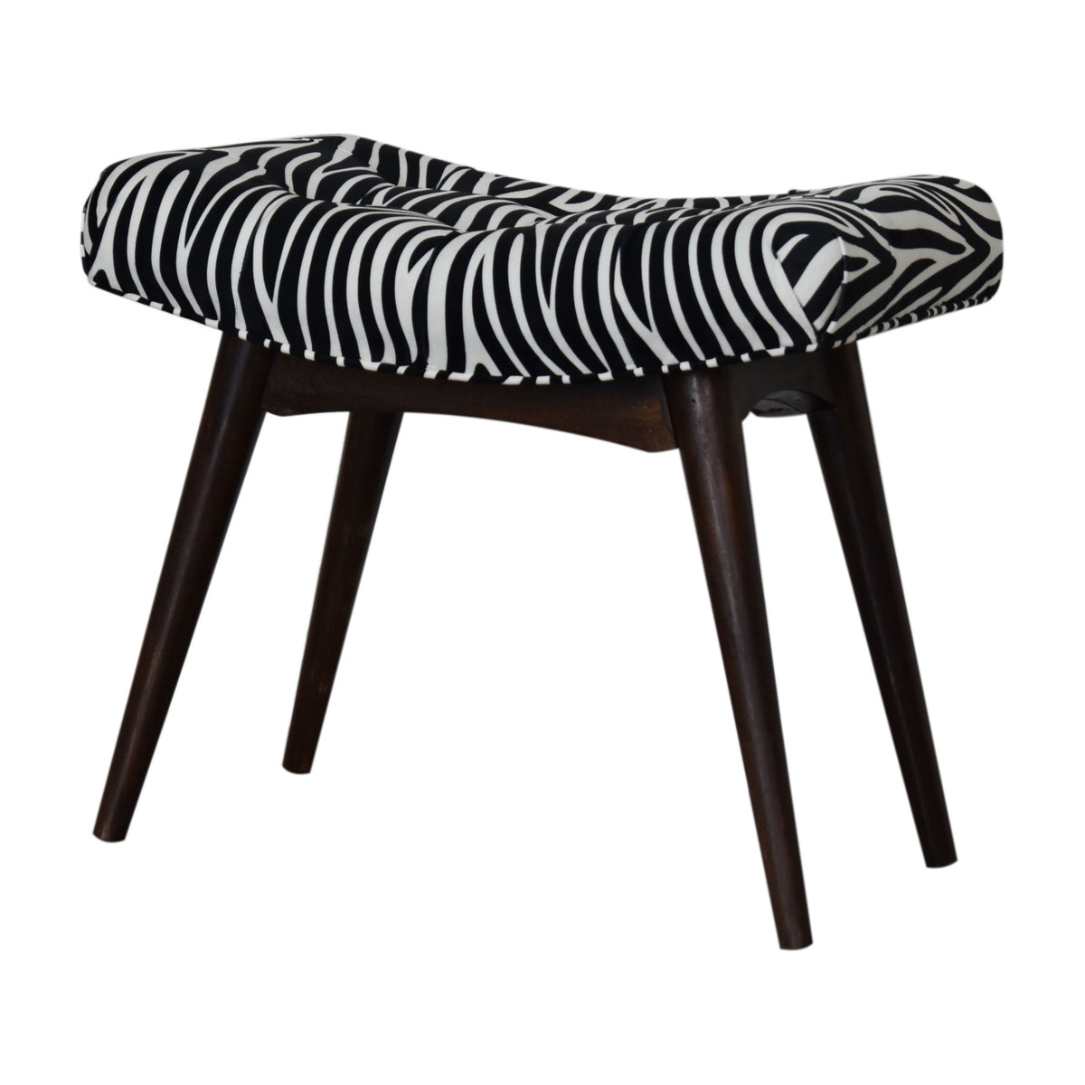 Zebra Print Curved Bench | Cotton Velvet