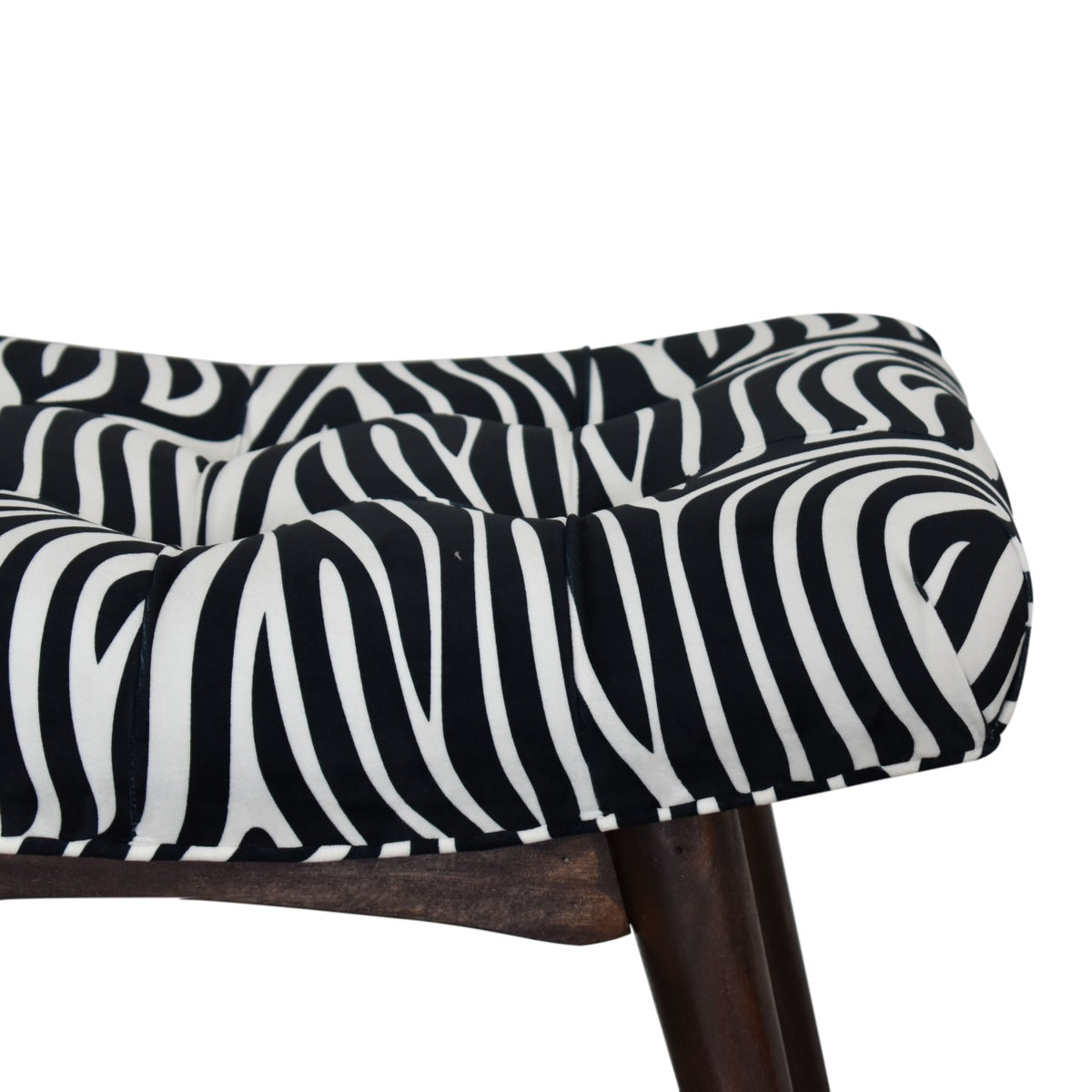 Zebra Print Curved Bench | Cotton Velvet