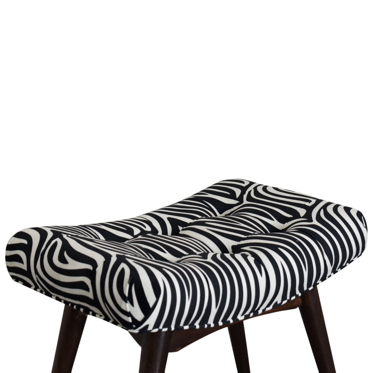 Zebra Print Curved Bench | Cotton Velvet