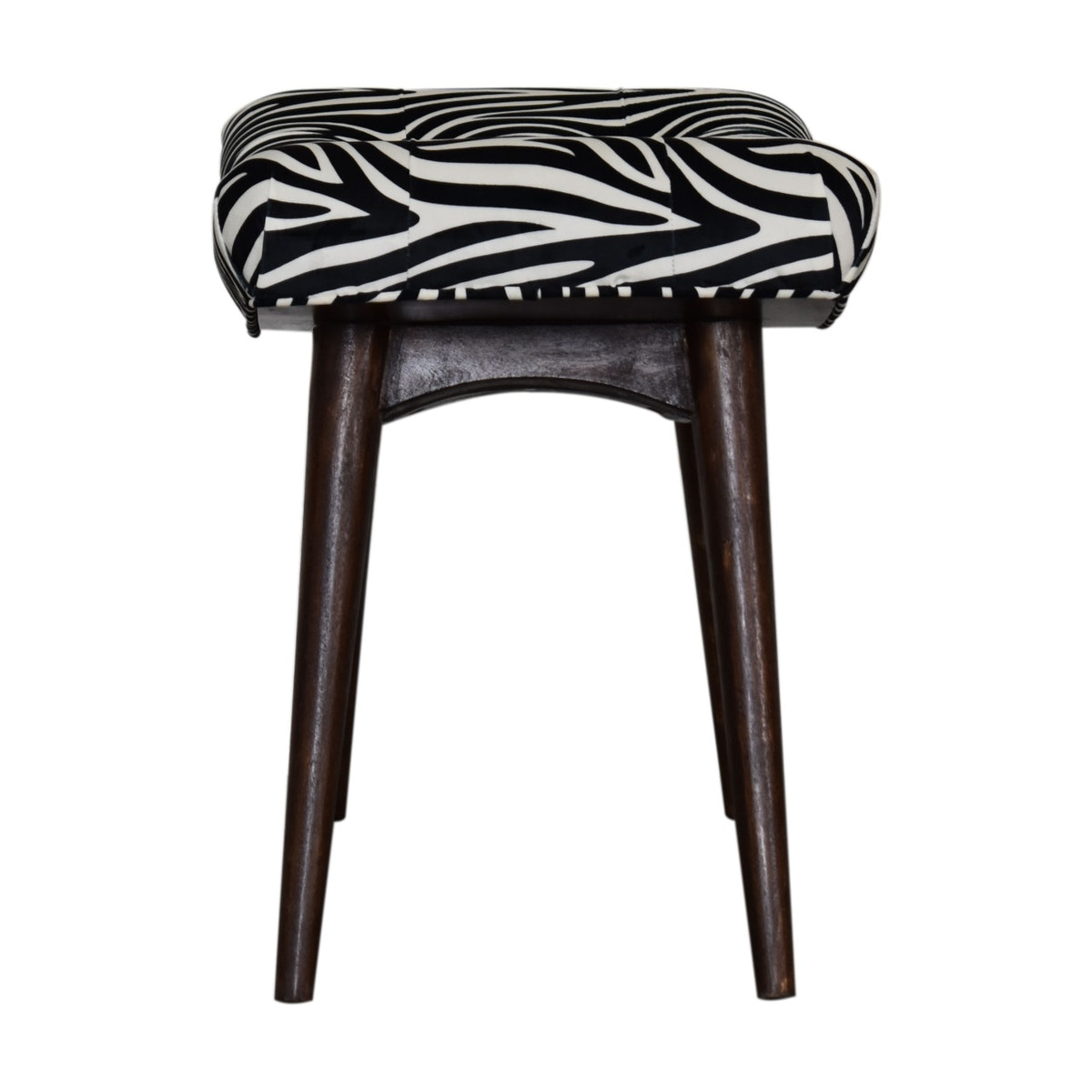 Zebra Print Curved Bench | Cotton Velvet