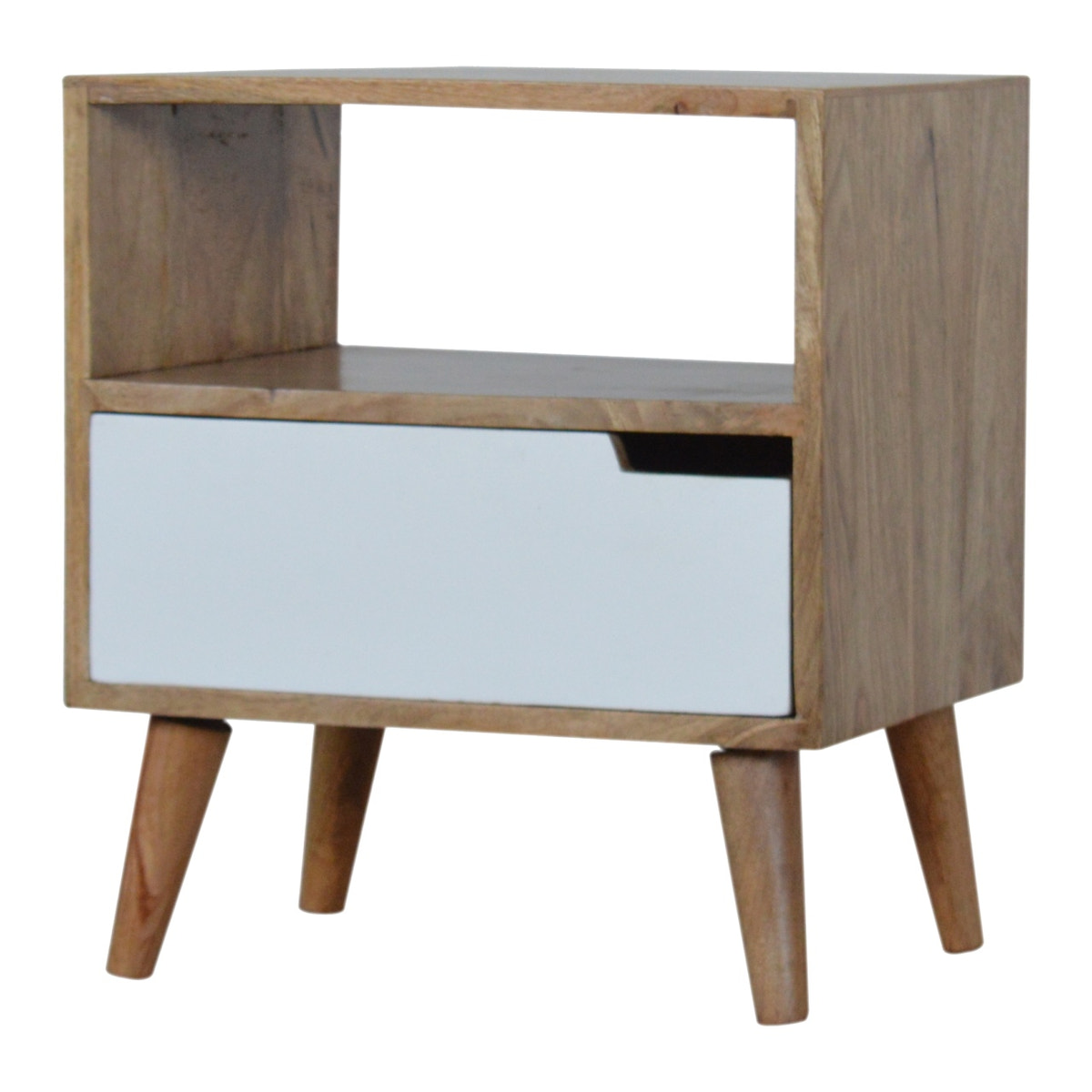 Open Slot White Painted Bedside Table