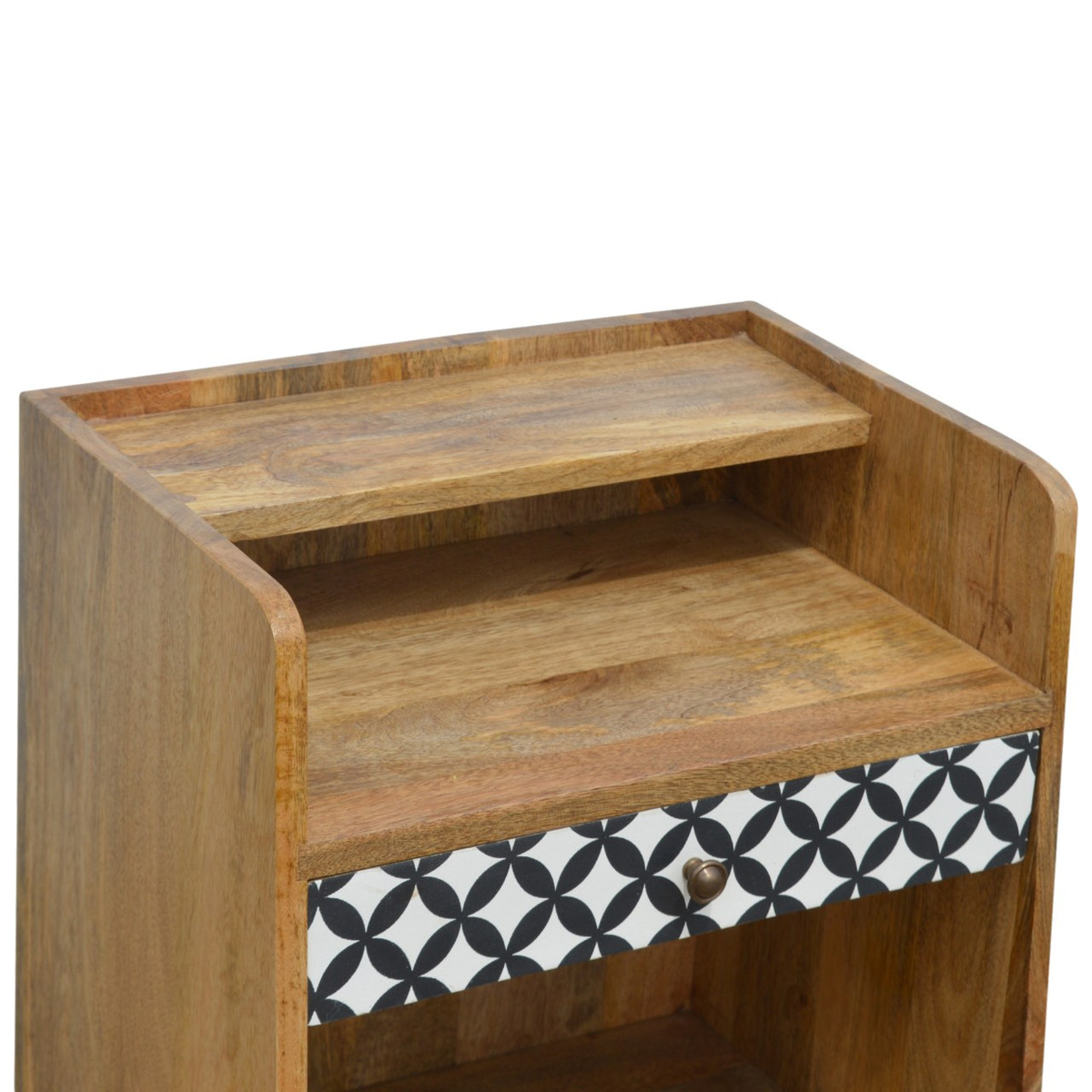 District Diamond Bedside Table | Oak Solid Mango Wood