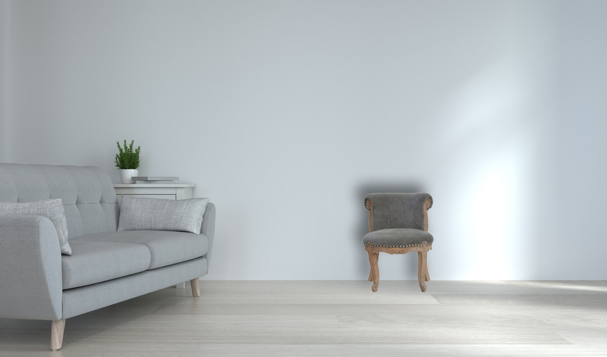 Grey Velvet Studded Chair | Cotton Velvet