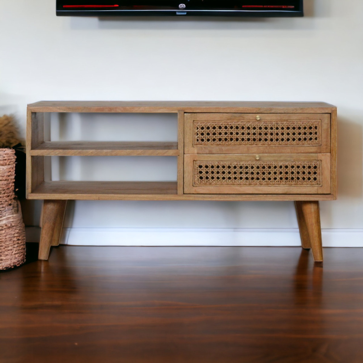Larrisa TV Media Unit | Oak Solid Mango Wood