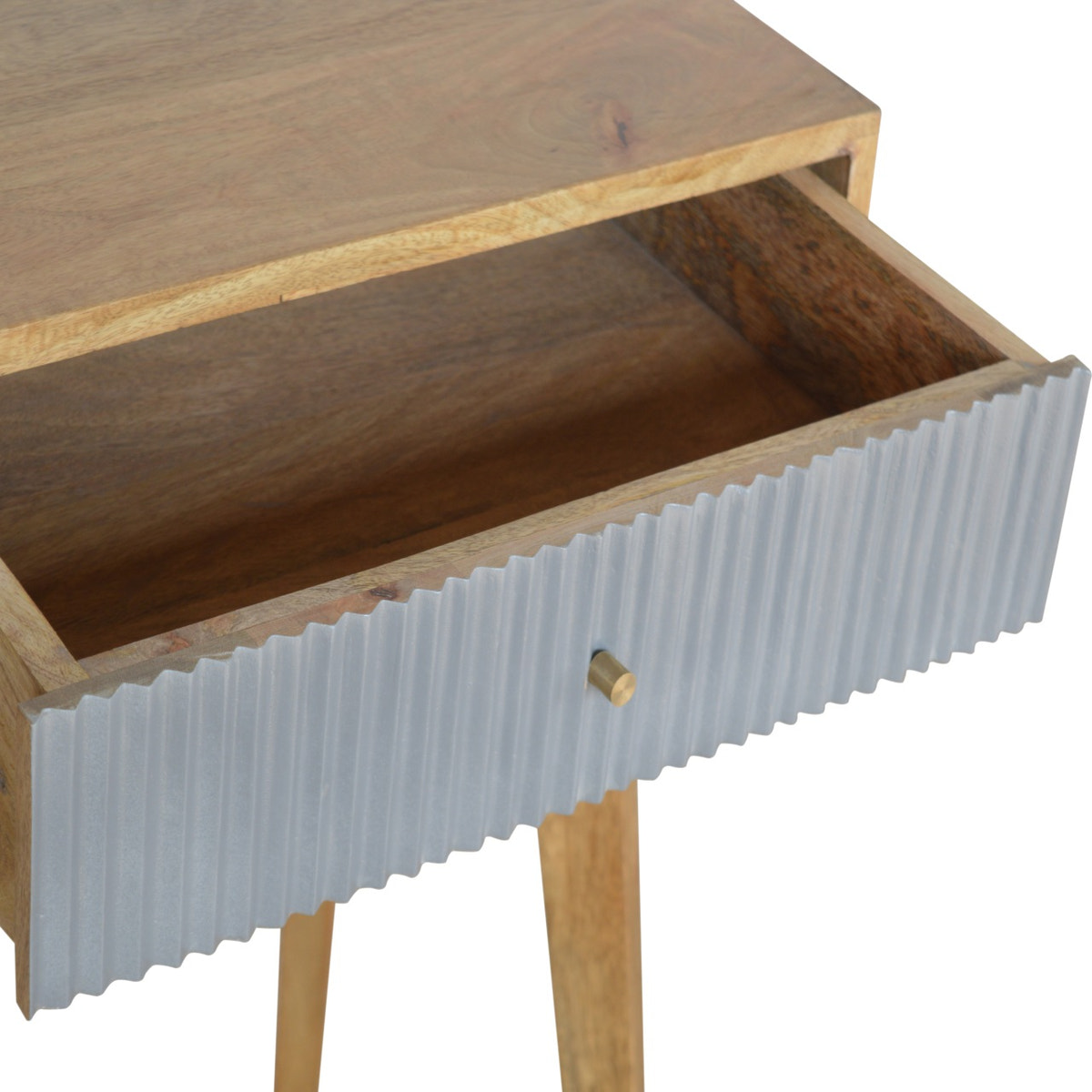 Grey Line Carved Writing Desk | Hand-Carved