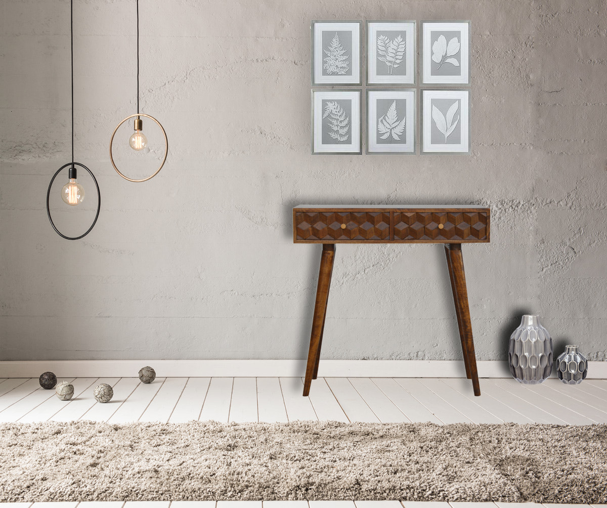 Chestnut Cube Console Table