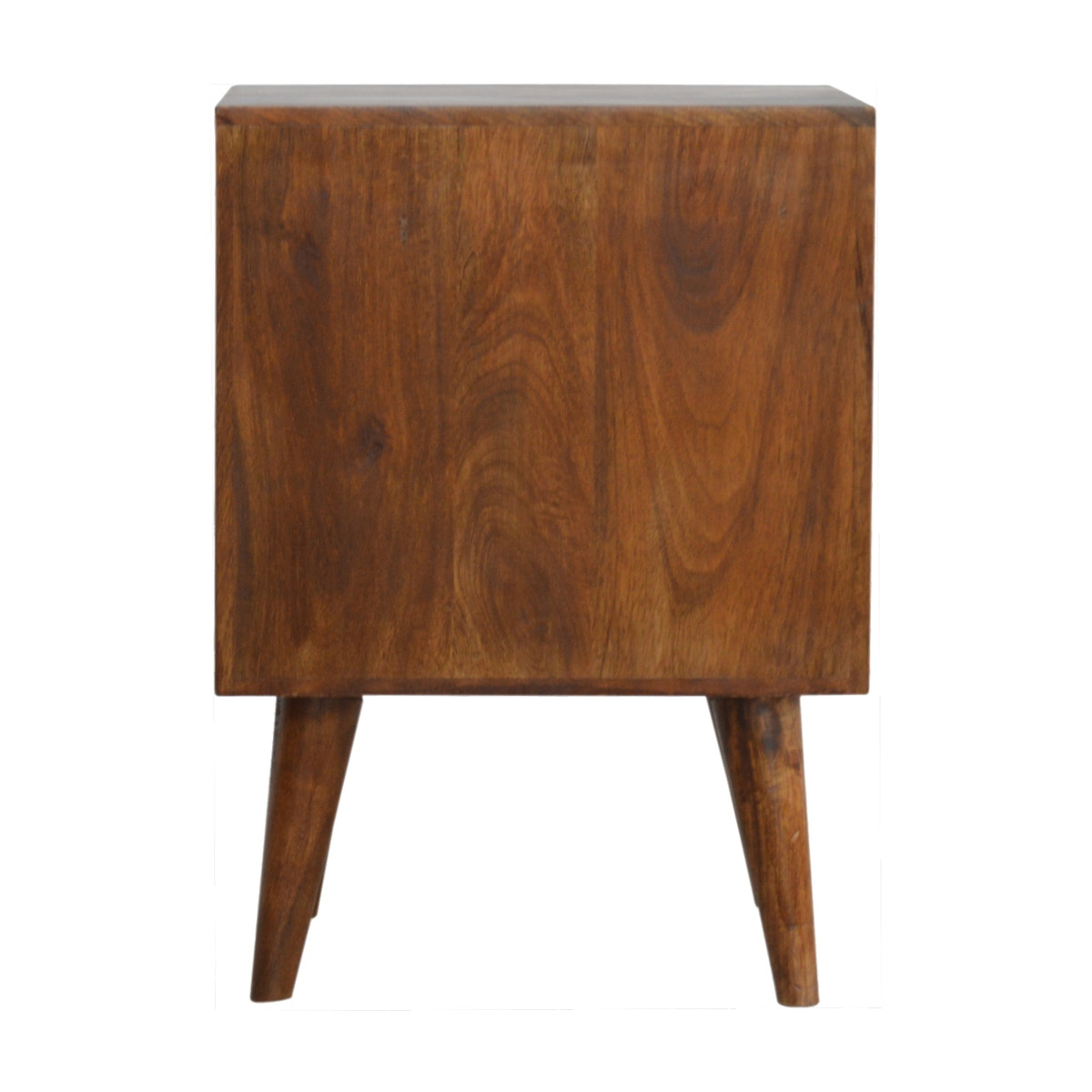 Diamond Carved Chestnut Bedside Table | Hand-Carved