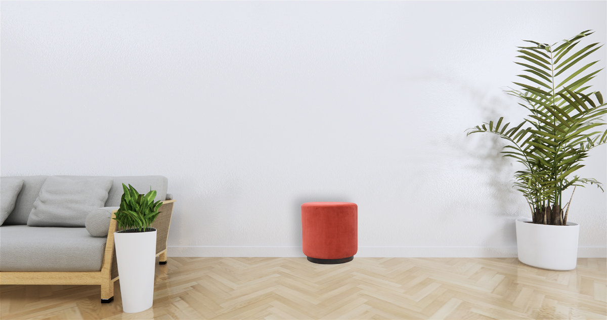 Large Brick Velvet Wooden Footstool | Cotton Velvet