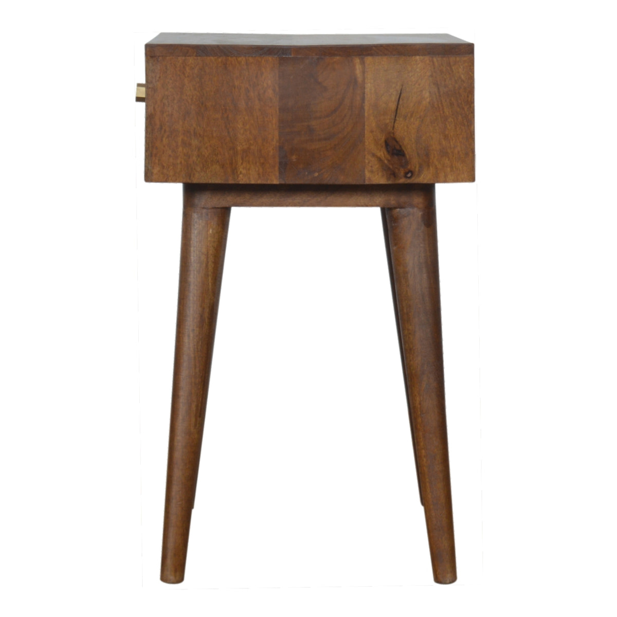 Gold Art Pattern Bedside Table | Chestnut Solid Mango Wood