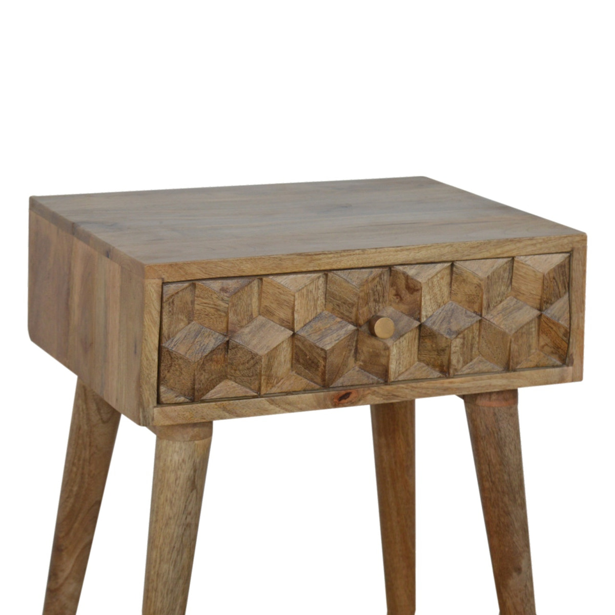 Cube Carved 1 Drawer Bedside