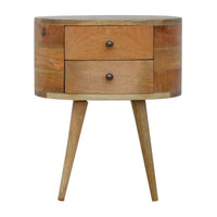 Rounded Bedside Table | Oak-Ish Solid Mango Wood