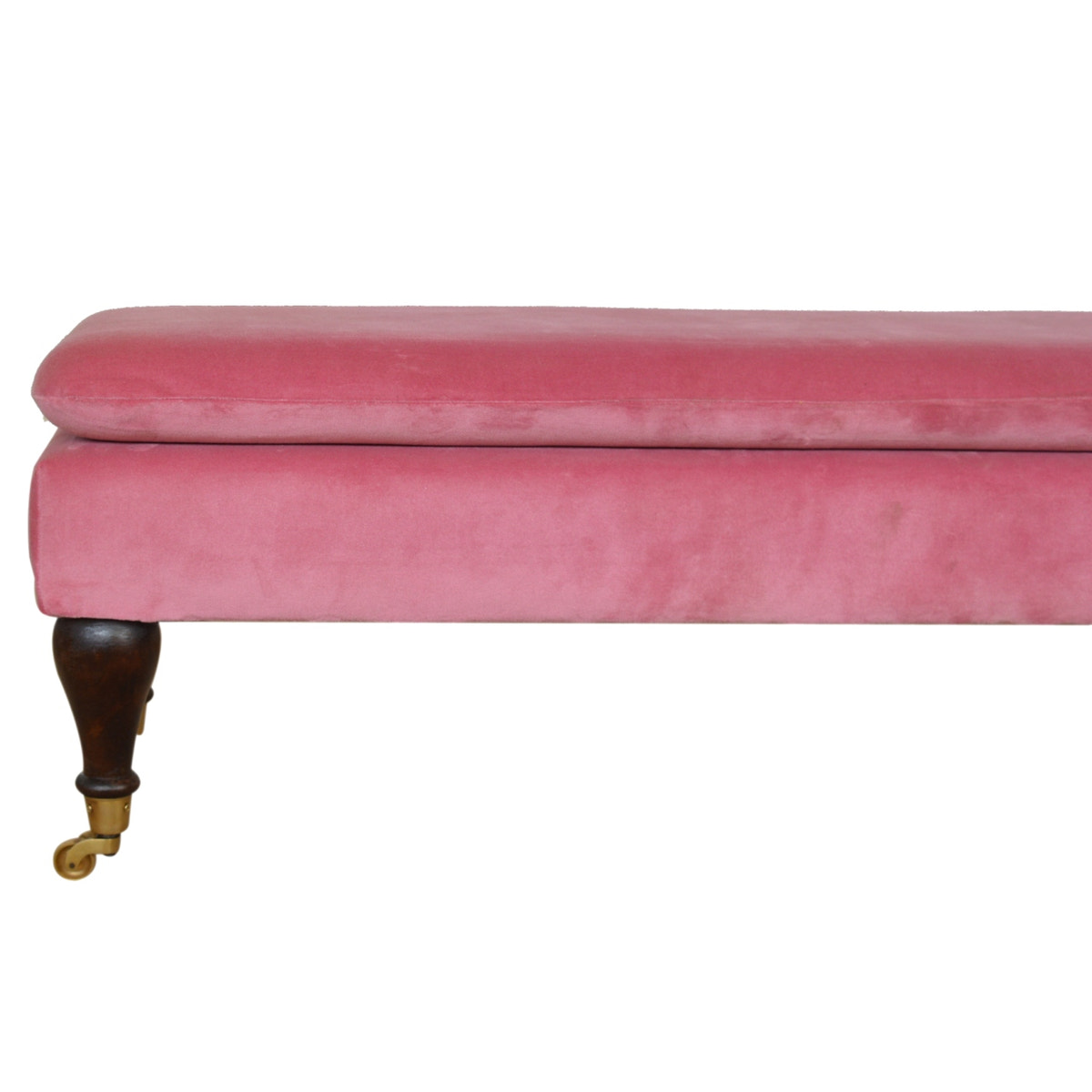 Pink Velvet Castor Bench | Cotton Velvet