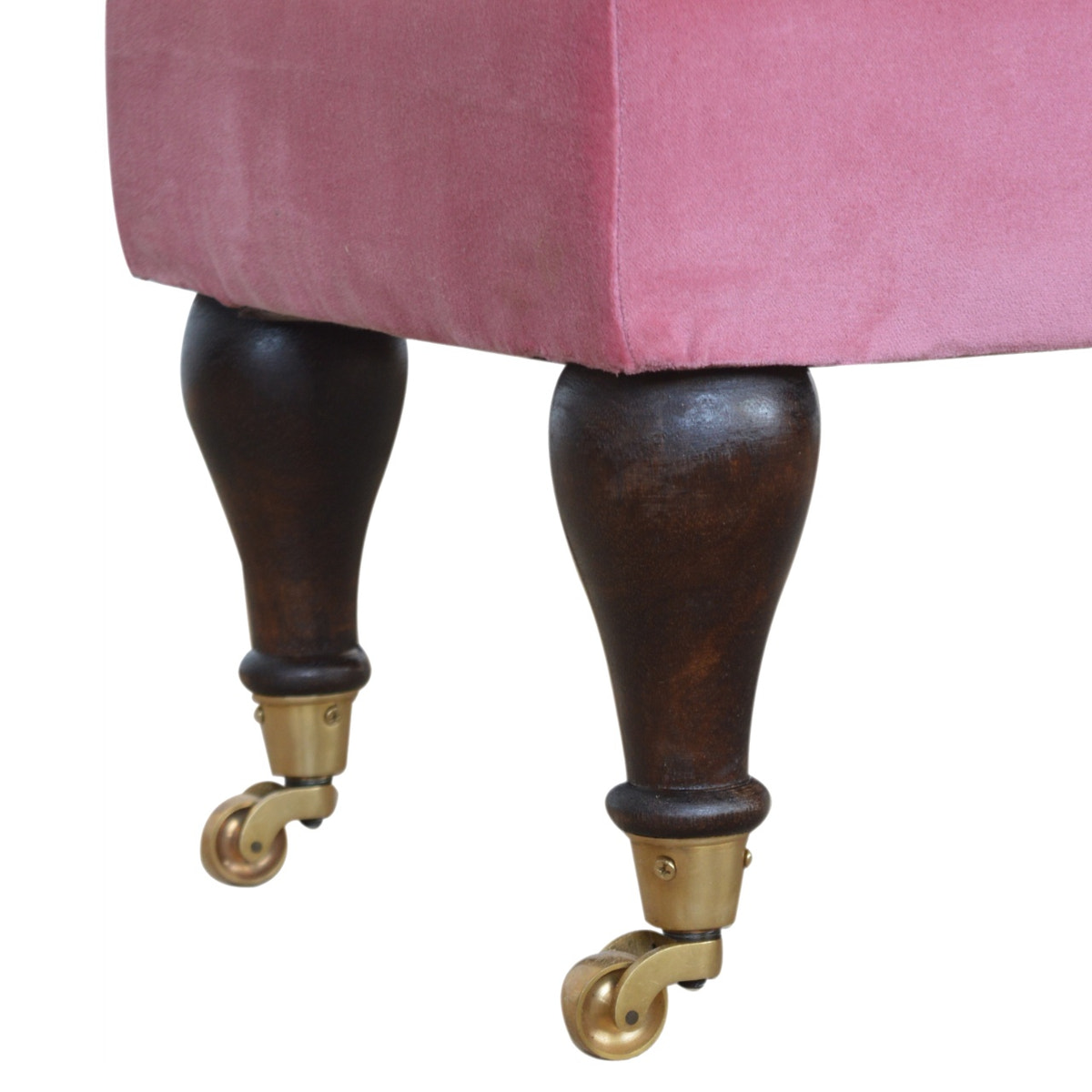 Pink Velvet Castor Bench | Cotton Velvet