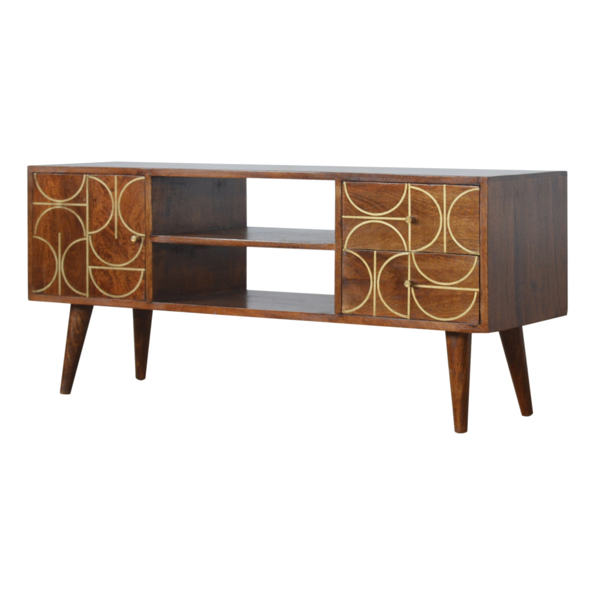 Chestnut Inlay Abstract TV Unit Chest of Drawers