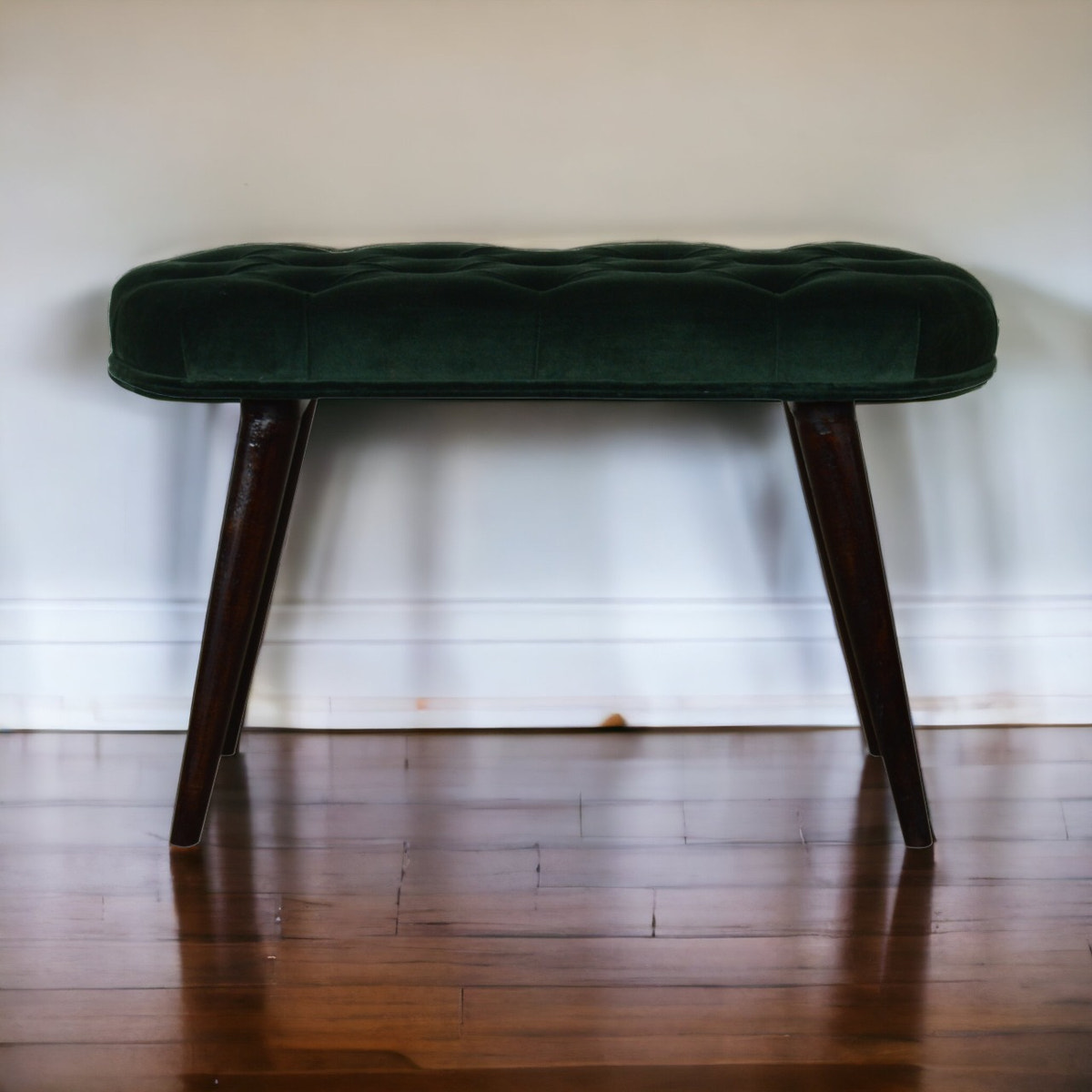 Emerald Velvet Deep Button Bench | Cotton Velvet