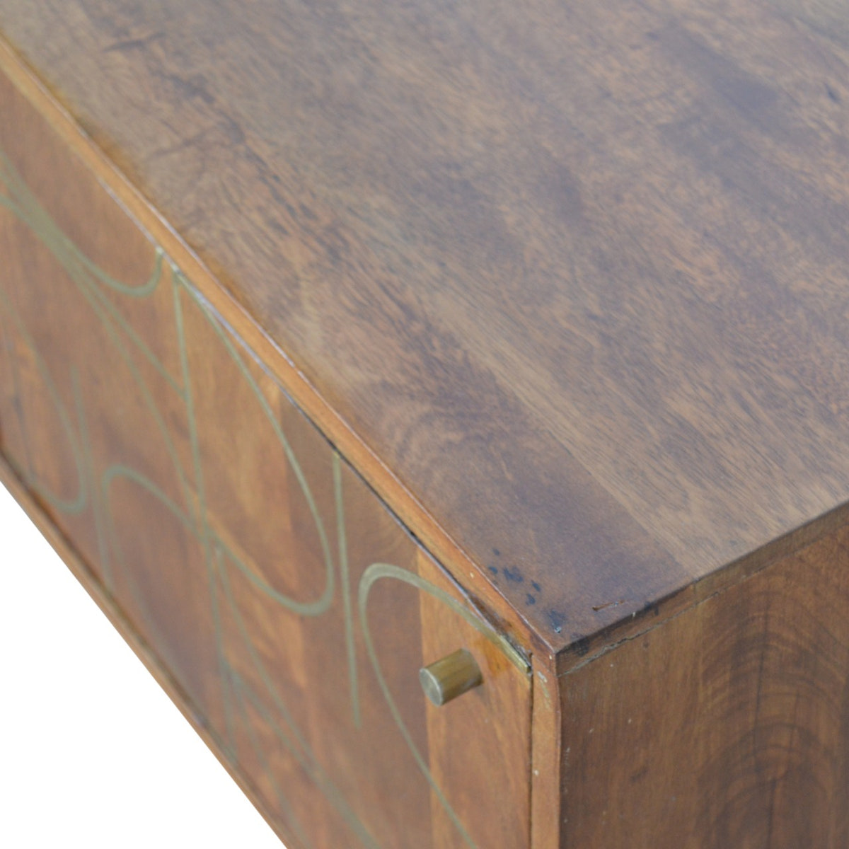 Chestnut Abstract Inlay Sideboard Chest of Drawers