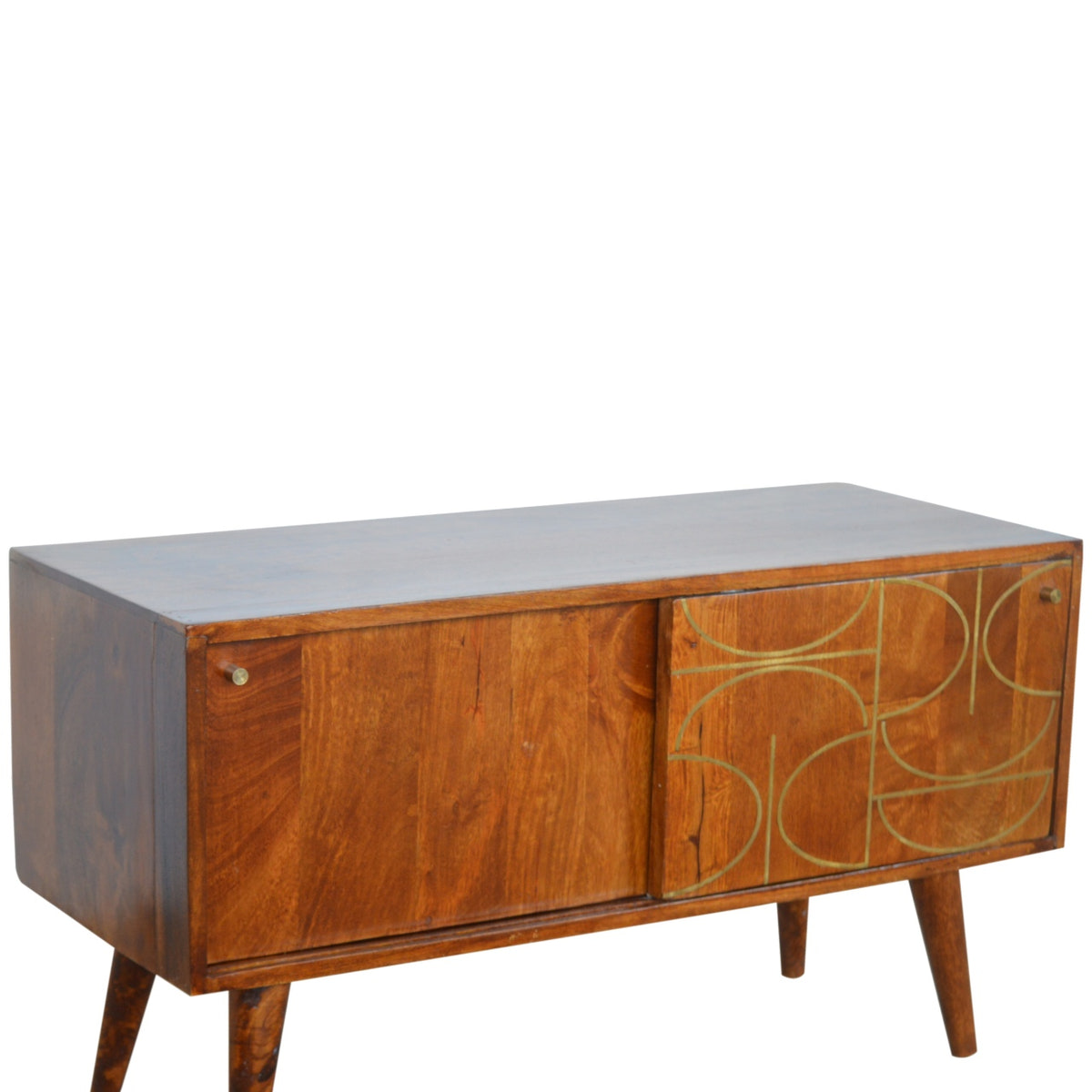 Chestnut Abstract Inlay Sideboard Chest of Drawers