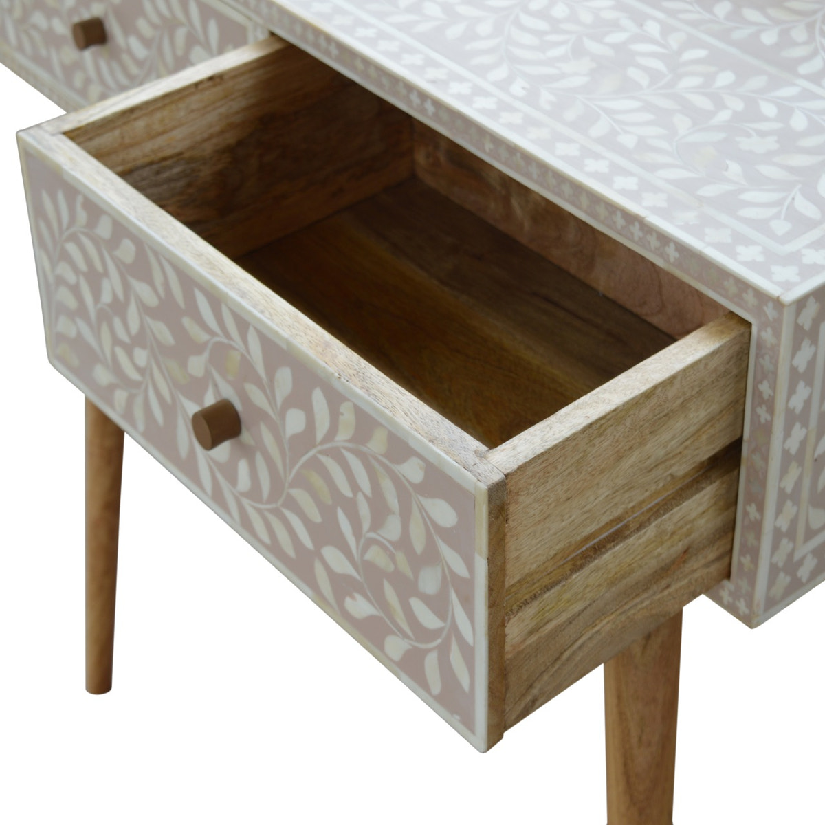 Taupe Floral Bone Console Table