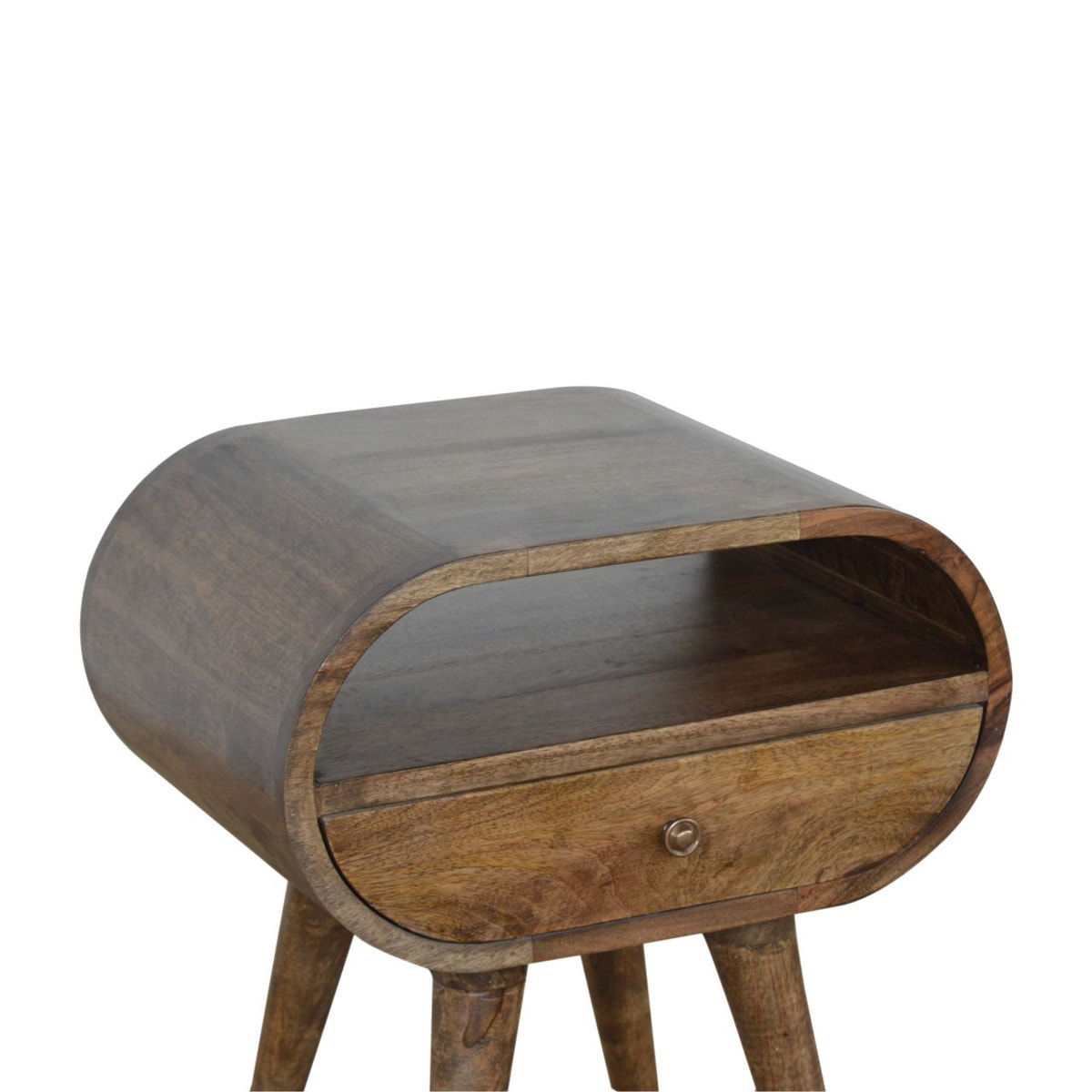 Grey Washed Circular Bedside Table