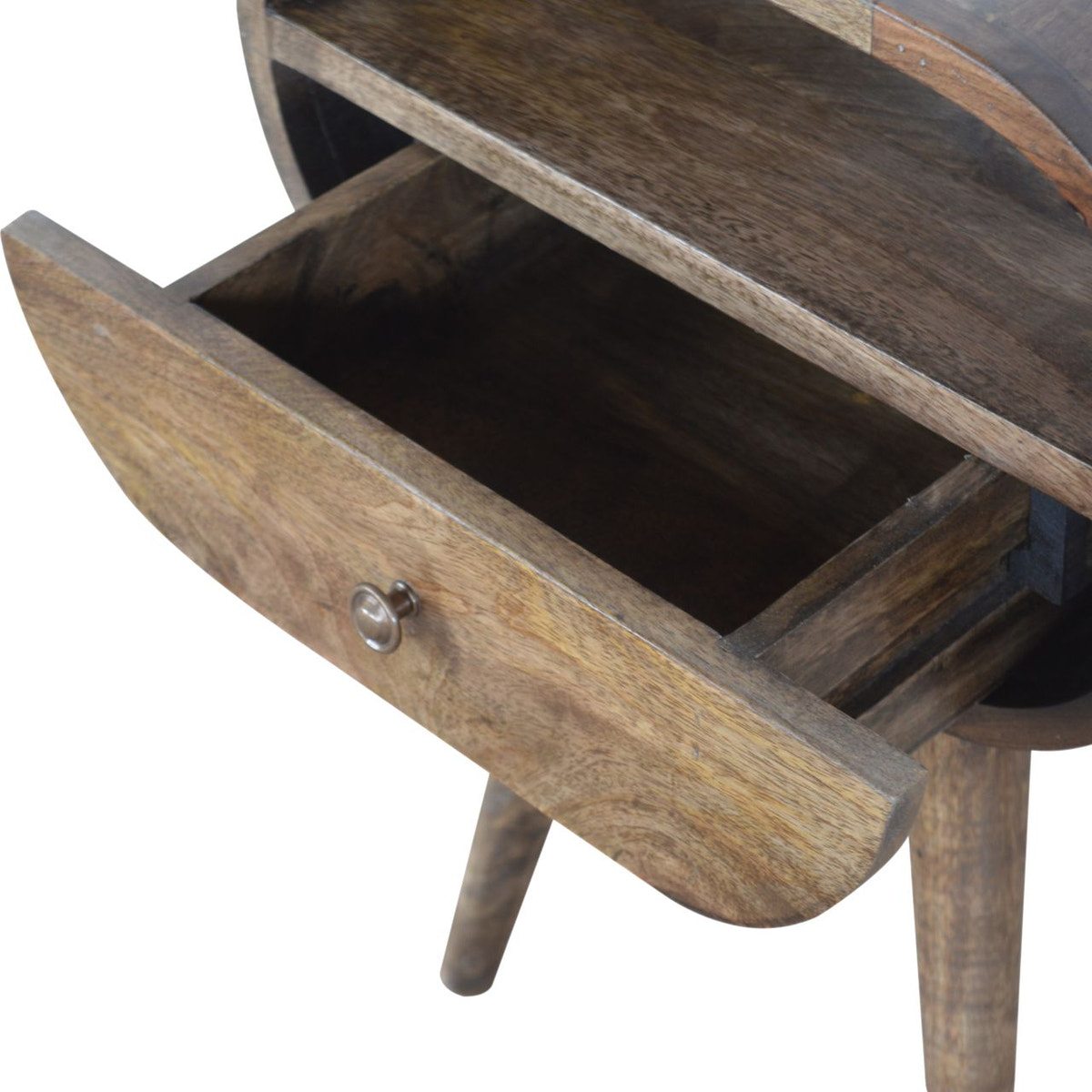 Grey Washed Circular Bedside Table