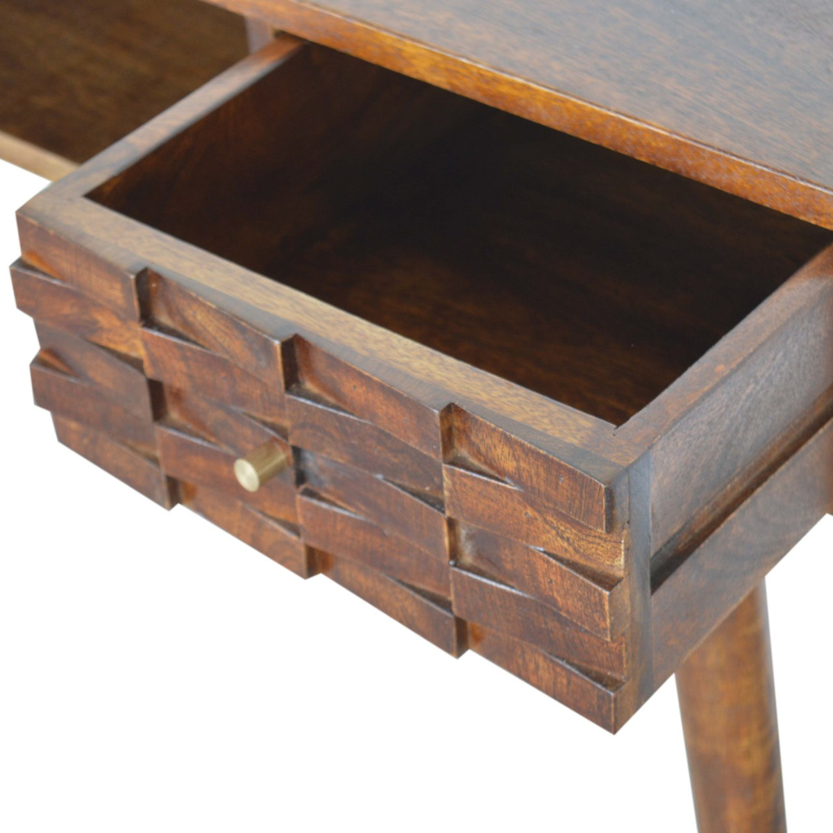 Chestnut Tile Writing Desk | Hand-Carved