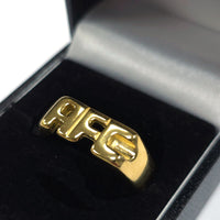 Arsenal FC 18ct Gold Plated on Silver AFC Ring - Q