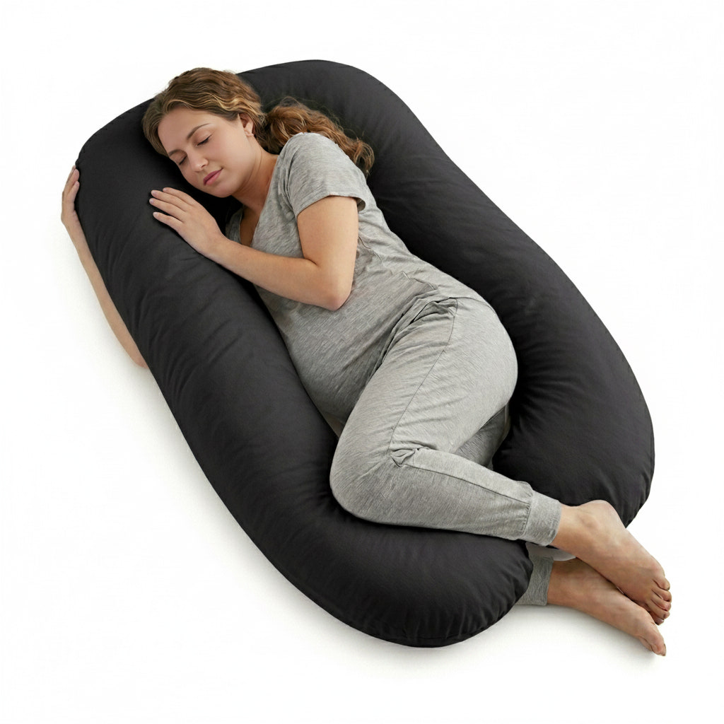 Pregnancy Pillow – U Shaped Full Body Maternity Pillow for Side Sleeping Black