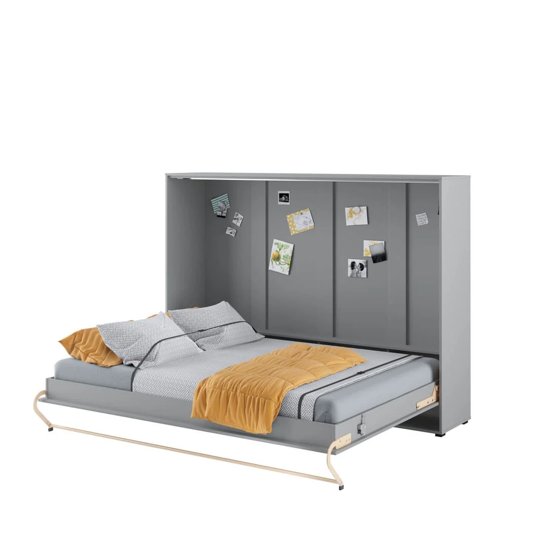 Single (90cm) Horizontal Wall Bed with Cabinet Grey Matt