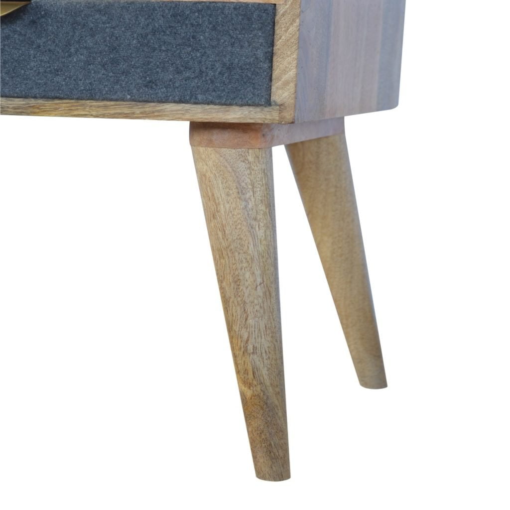Grey Tweed Bedside with Open Slot Bedside Table