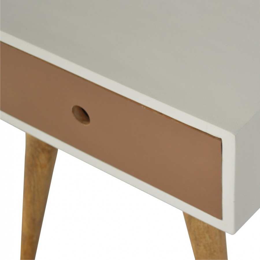 Mocha Bedside Table | White Solid Mango Wood