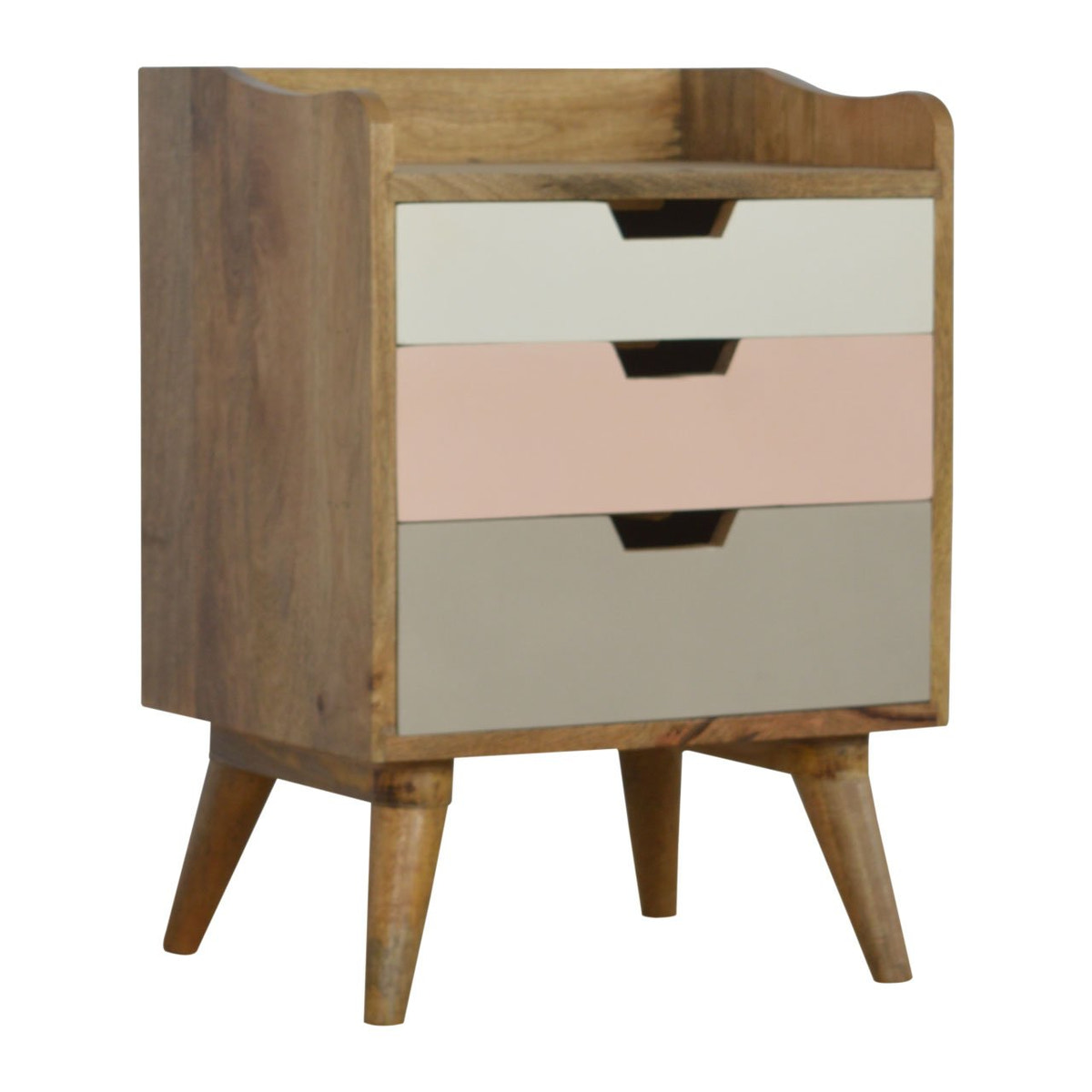 Pink Hand Painted Cut out Bedside Table | Hand-Painted Mango Wood