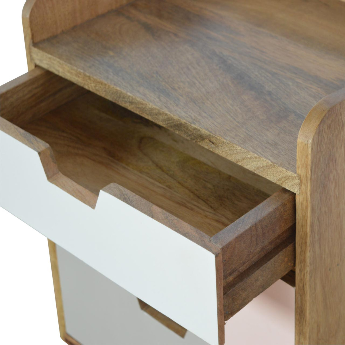 Pink Hand Painted Cut out Bedside Table | Hand-Painted Mango Wood