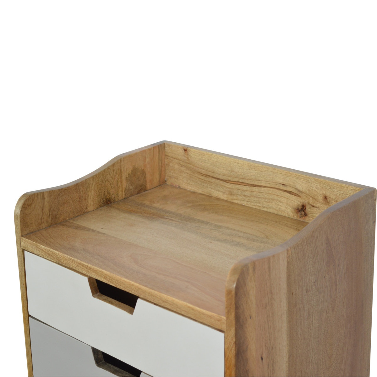 Navy and White Gradient Bedside Table | Oak-Ish Solid Mango Wood