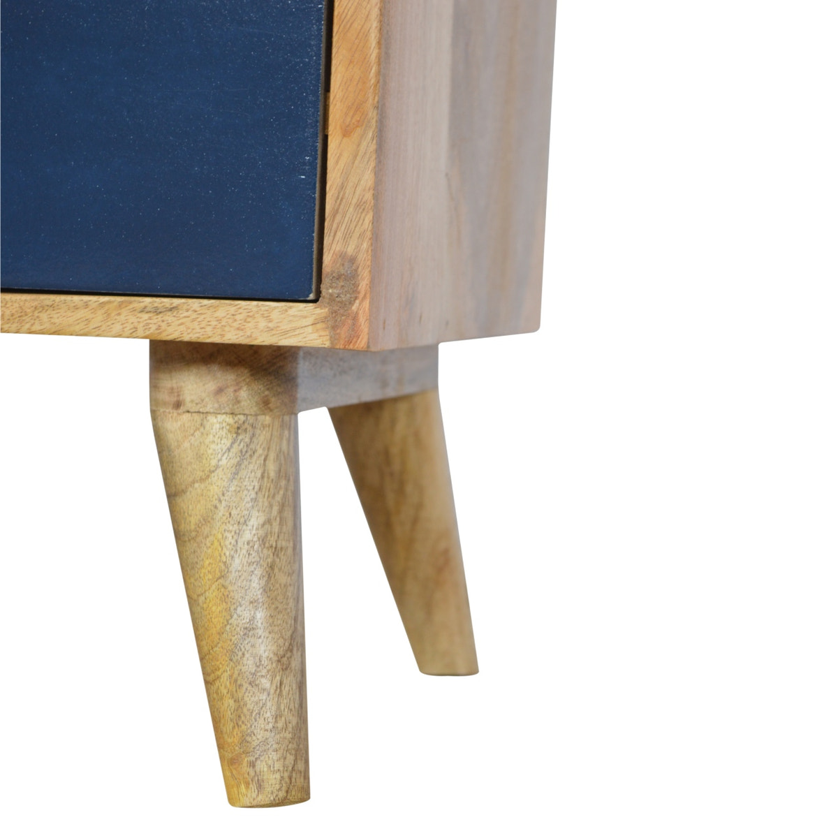 Navy and White Gradient Bedside Table | Oak-Ish Solid Mango Wood