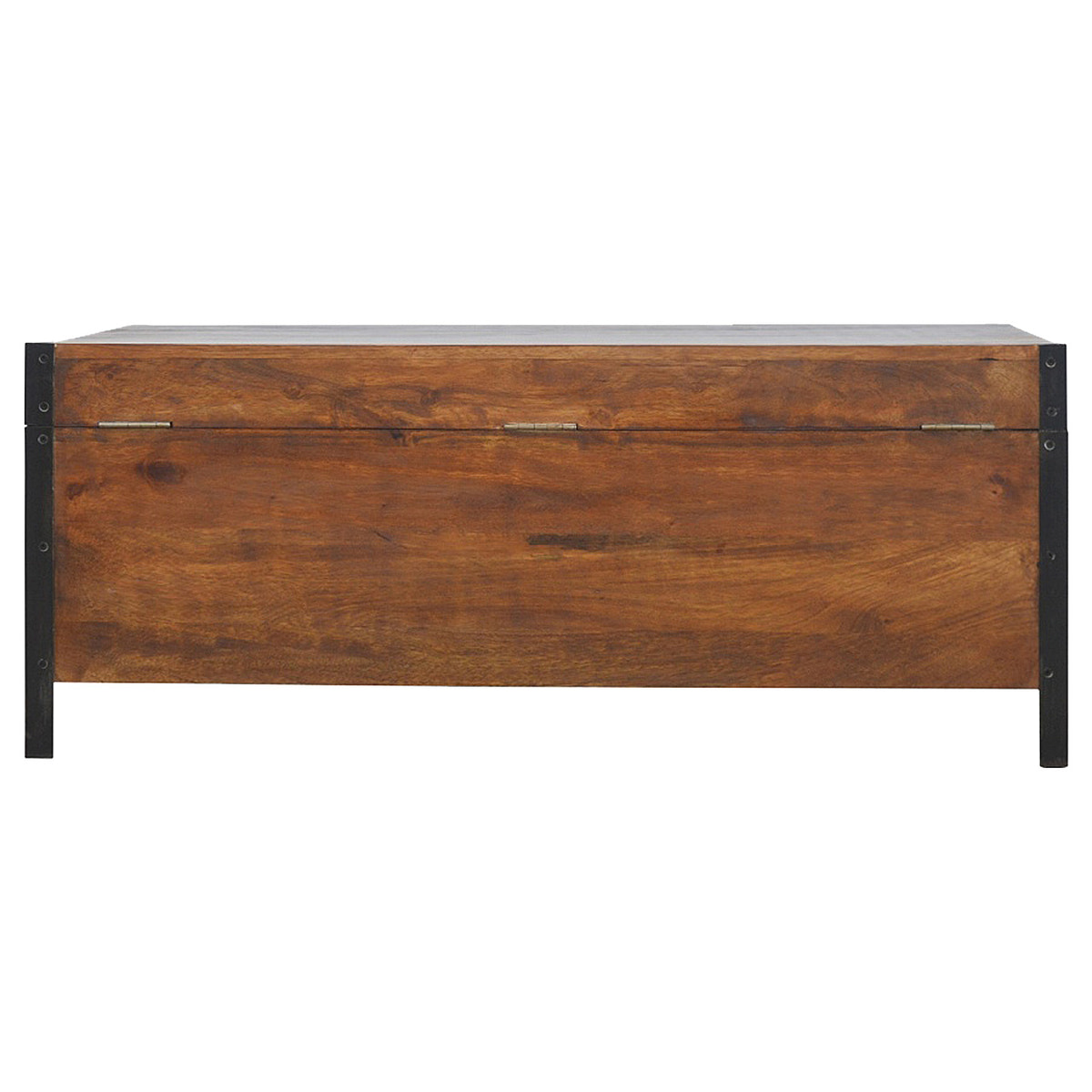 Industrial Lid up Blanket Box Storage Bench | Oak-Ish Solid Mango Wood