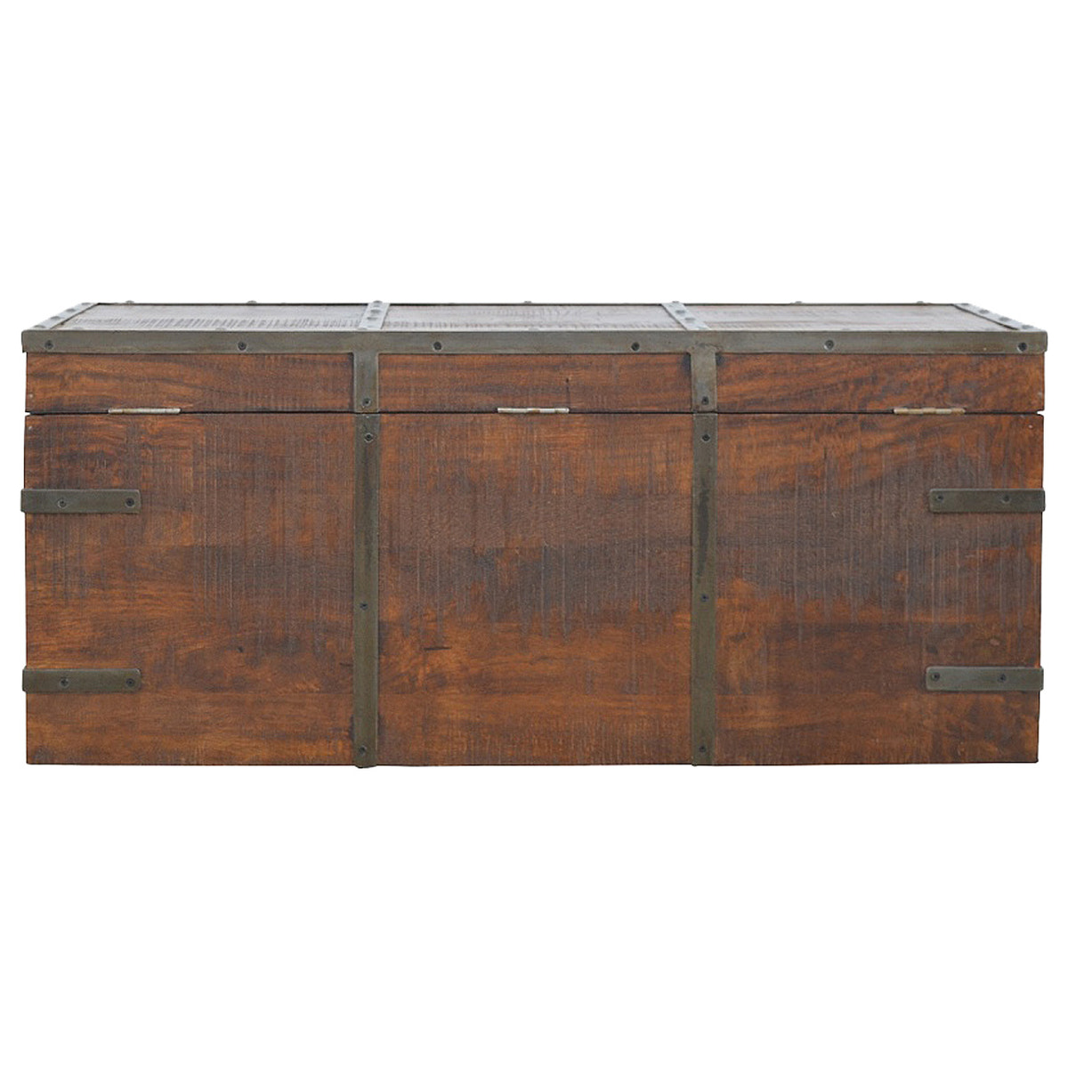 Iron Storage Box Storage Bench | Oak Iron & Mango Wood Hidden Storage